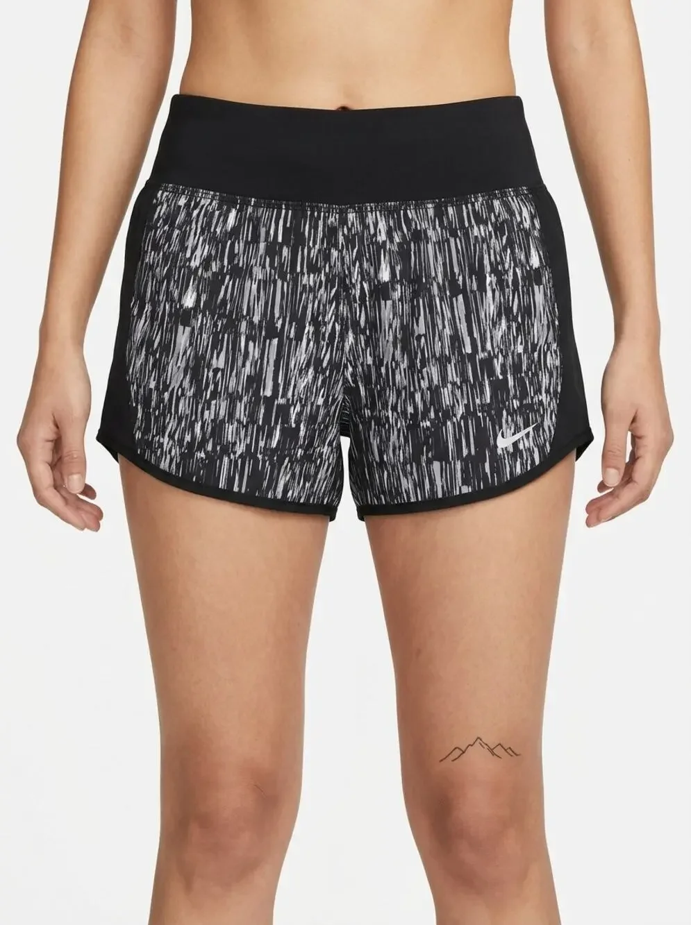Nike Dri-Fit Black Gray Abstract Athletic Running Shorts Women Size S